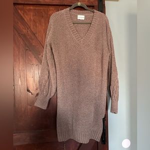 Knitted Sweater Dress-Large-olive and oak